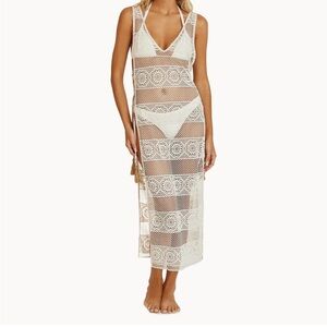 PILY Q WATER LILY JOY LACE COVER UP -Crochet Maxi Beach Cover-Up Dress-size xs/s